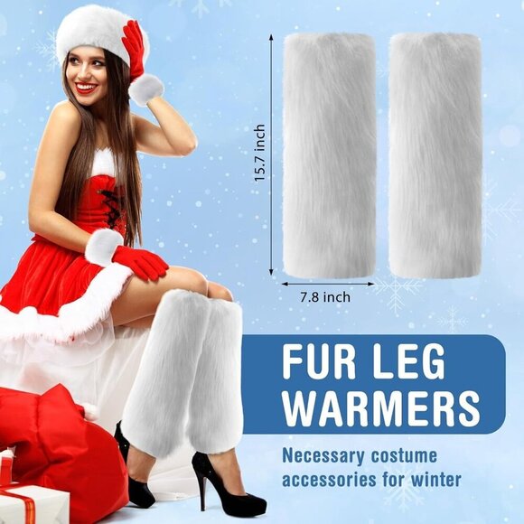 Faux Fur Headband Set Ear Warmer Wrist Cuffs Leg Warmers Winter Accessories main image 7
